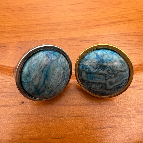 Blue Orchid Stone Statement Rings - Oversized Boho Chic Trendy Rings - Picture 14 of 15